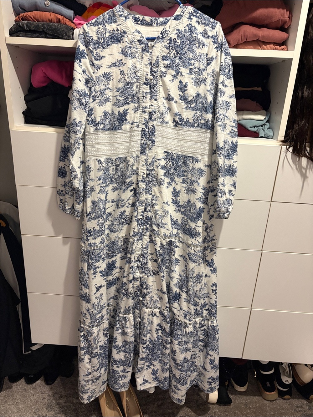 Blank NYC Blue and White Toile Maxi Dress